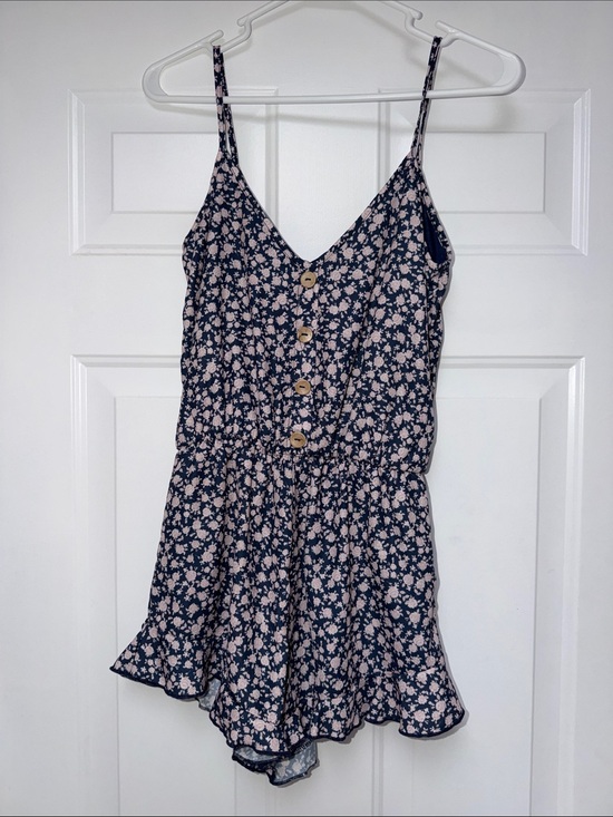 Pink Lily Pants - Pink Lily Navy & Light Pink Floral Romper